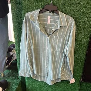 Auden Green Striped Sleepwear Top